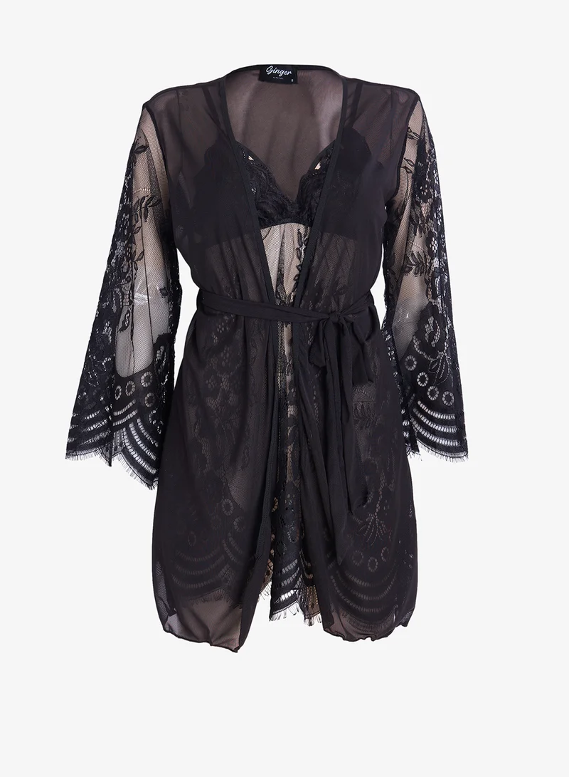 Ginger 2PC Lace Babydoll with Robe Slip